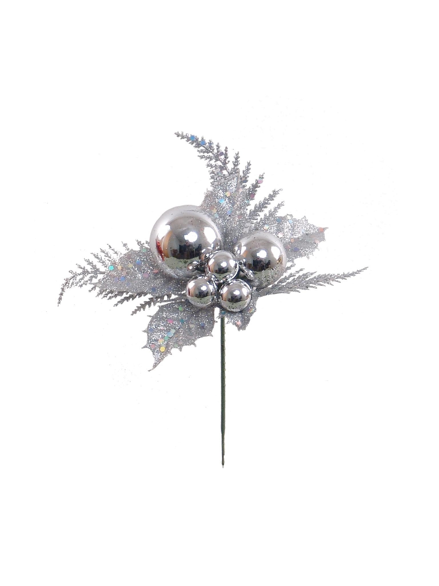 Glitter Holly Pick with Balls 2024 Christmas Collection - Larksilk
