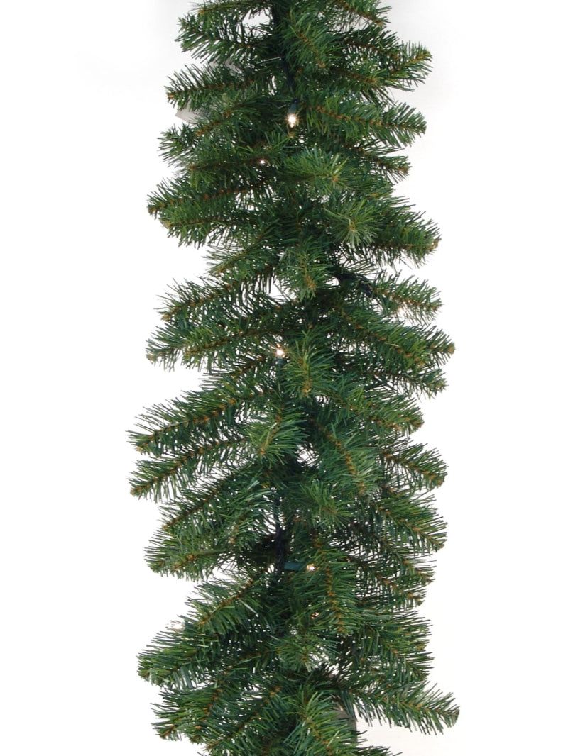 Northern Spruce Garland with 280 Green Tips - 50 LED Lights - 9'x14" 2024 Christmas Collection - Larksilk