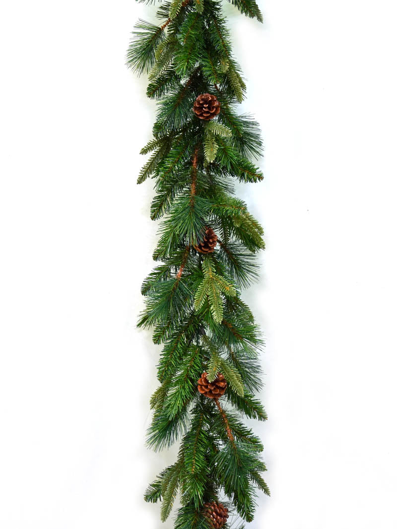 Angel Pine Garland with Pine Cones with 228 Green Tips - 9'x12" 2024 Christmas Collection - Larksilk