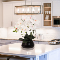 15" x 9" White Orchid with 7" Round Pot - Larksilk