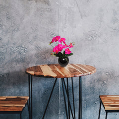 13-Inch Fuchsia Phalaenopsis Orchid Flowers in 5-Inch Round Black Vase - Larksilk