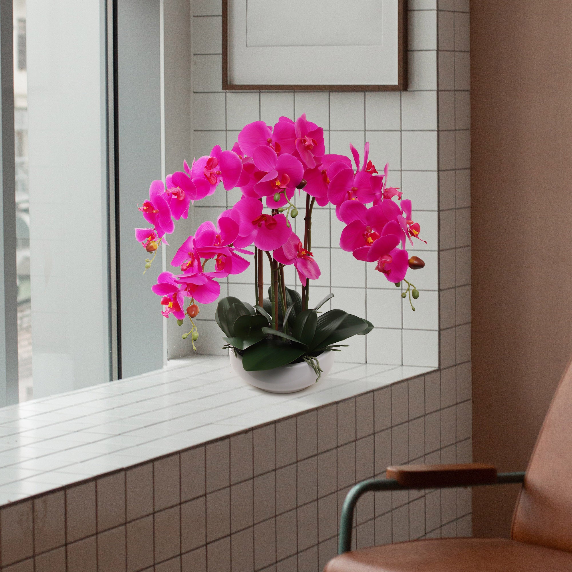 20" Fuchsia Phalaenopsis Orchid – Stunning Artificial Flowers - Larksilk