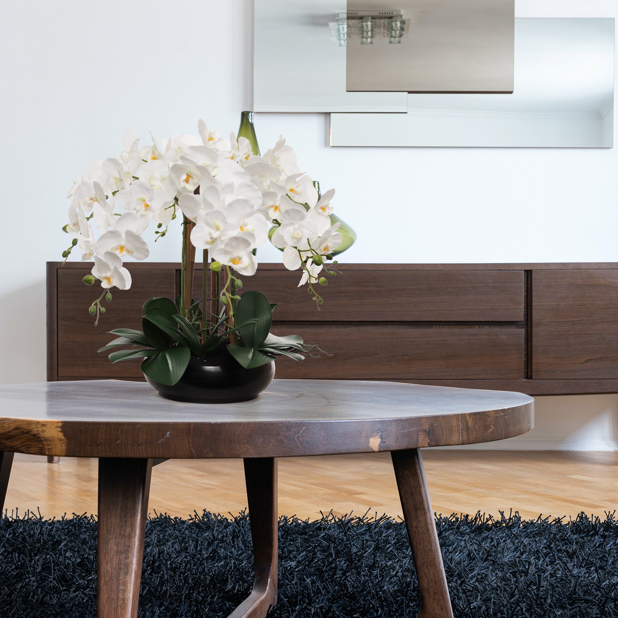 20" White Phalaenopsis Orchid - Lifelike Flower Arrangement - Larksilk