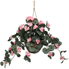 25" Geranium Bush in a Hanging Basket - Larksilk