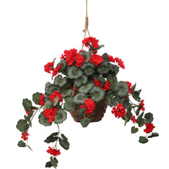 25" Geranium Bush in a Hanging Basket - Larksilk