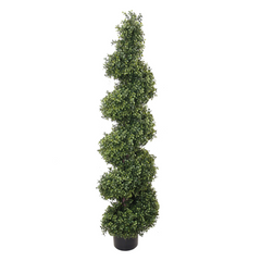 5ft Boxwood Spiral Topiary Tree in Black Pot - Larksilk
