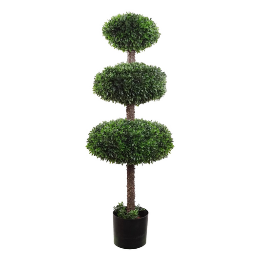 41" Triple Boxwood Topiary Tree in Black Pot