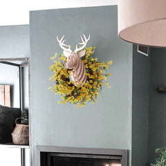 6" Sunny Yellow Forsythia Wreath - Realistic Silk Flowers & Grapevine Ring for Home & Event Decor by Floral Home® - Larksilk