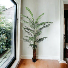 7ft Areca Palm Tree in Black Pot w/ 739 Silk Leaves