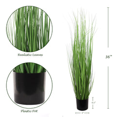 Decorative 3-Foot Tall Artificial Grass in Stylish Pot - Realistic Faux Greenery for Indoor & Outdoor Decor - Larksilk
