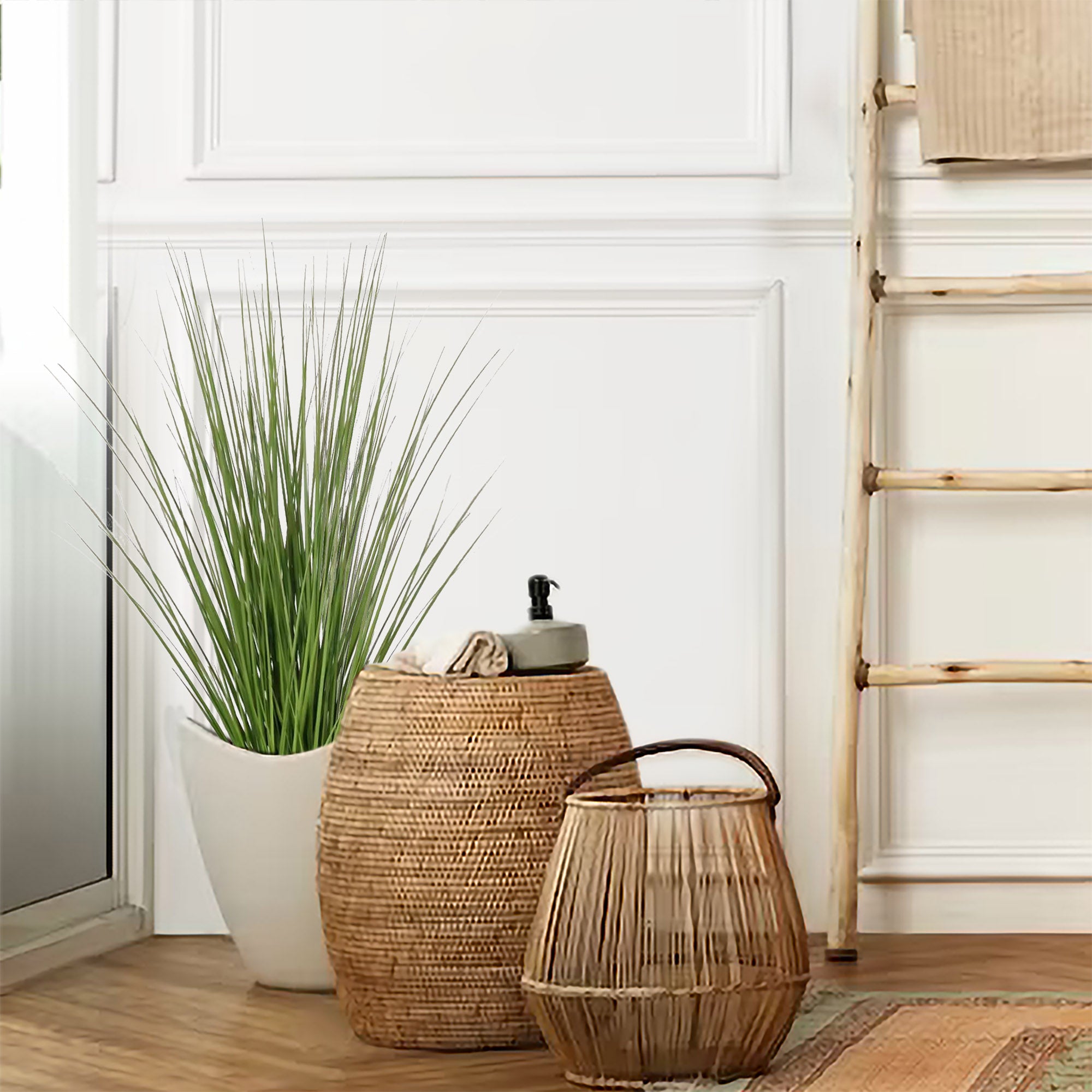 Decorative 3-Foot Tall Artificial Grass in Stylish Pot - Realistic Faux Greenery for Indoor & Outdoor Decor - Larksilk