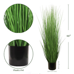 4-Foot Lush Green Artificial Grass Plant - Decorative Faux Greenery in Pot, Ideal for Indoor/Outdoor Home Decor - Larksilk