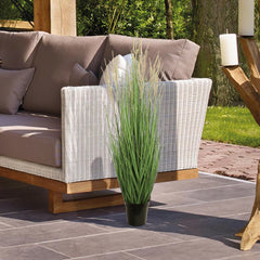 Lush 3-Foot Artificial Flocked Grass Bush Lifelike Faux Greenery in Decorative Pot, Ideal for Indoor/Outdoor Decor - Larksilk