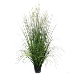 Lush 3-Foot Artificial Flocked Grass Bush Lifelike Faux Greenery in Decorative Pot, Ideal for Indoor/Outdoor Decor - Larksilk