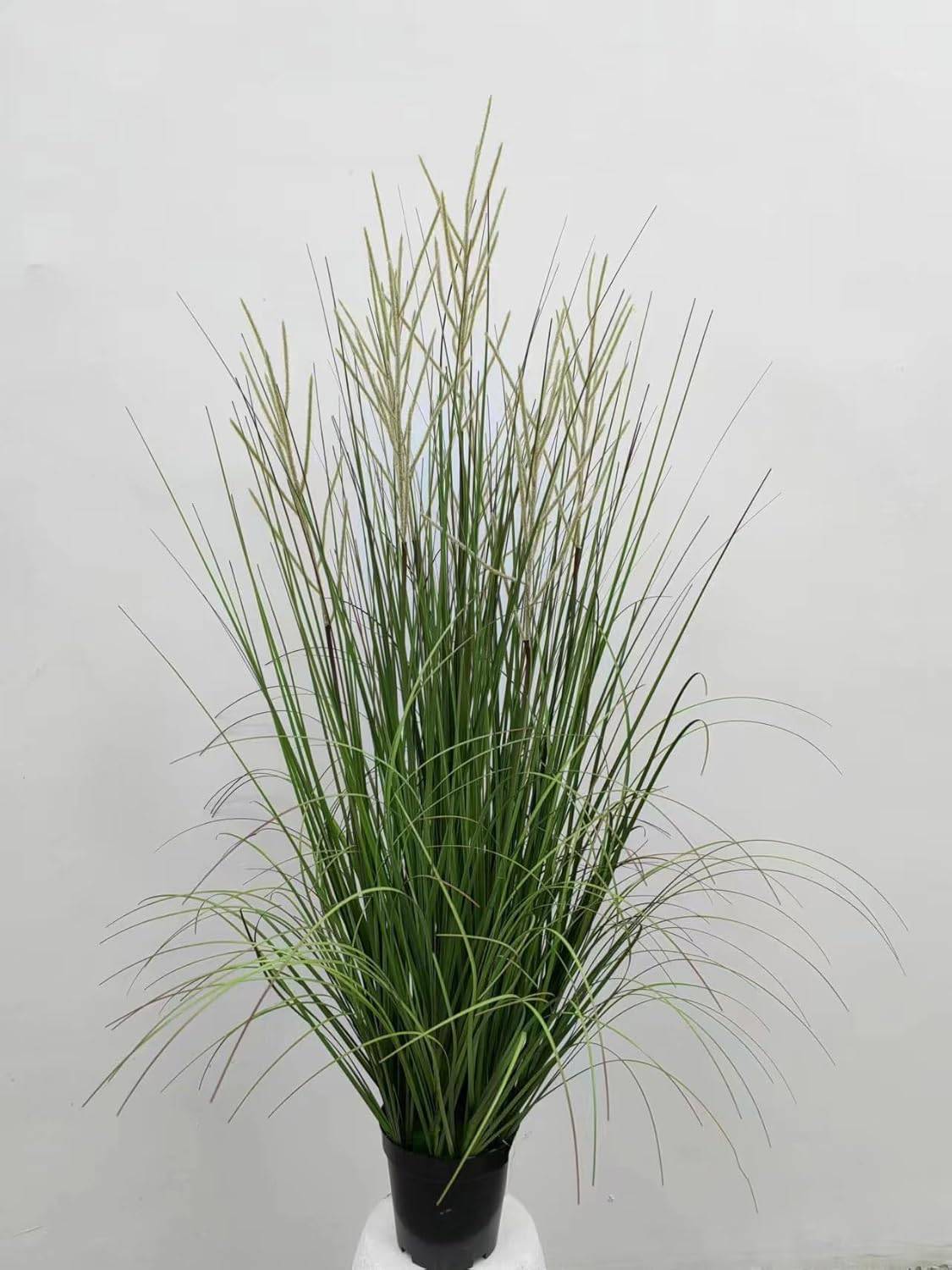 Lush 3-Foot Artificial Flocked Grass Bush Lifelike Faux Greenery in Decorative Pot, Ideal for Indoor/Outdoor Decor - Larksilk