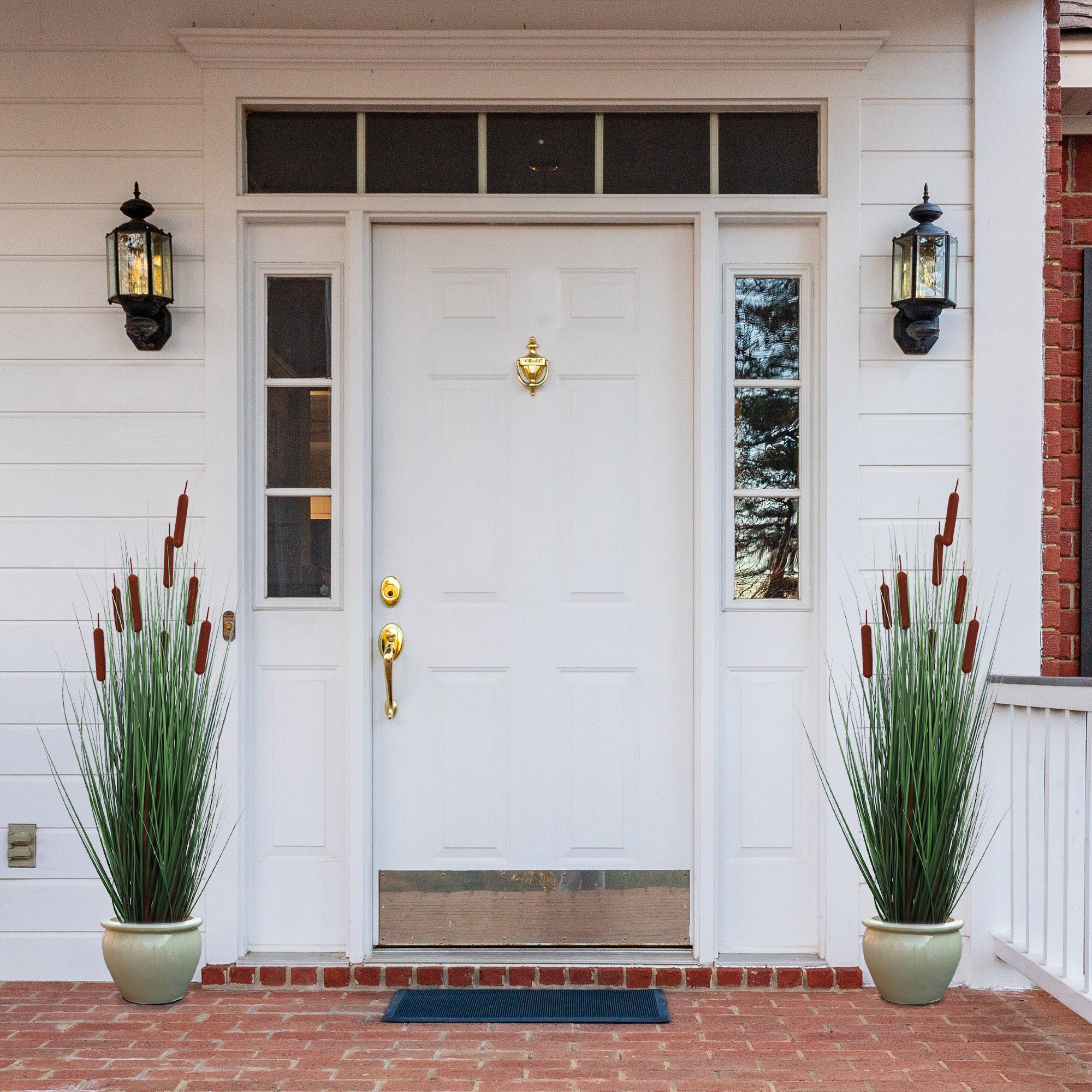 Lush 4-Foot Tall Artificial Cattail Grass - Faux Greenery in 8-Inch Decorative Pot, Ideal for Indoor/Outdoor Home or Office Decor - Larksilk