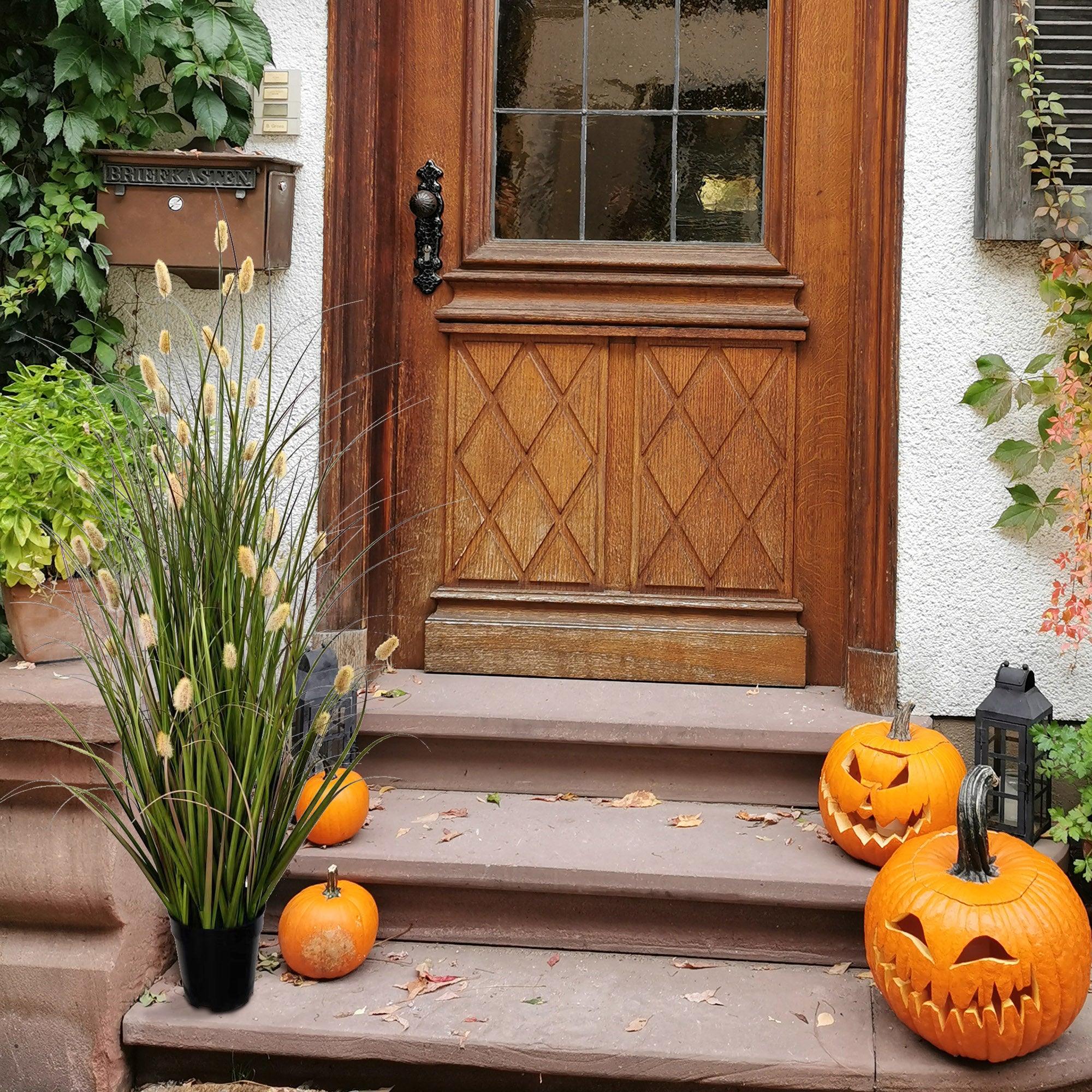 Lush 48" Artificial Grass Bush with Lifelike Buds - Faux Greenery for Indoor/Outdoor Decor, Ideal for Home and Garden - Larksilk