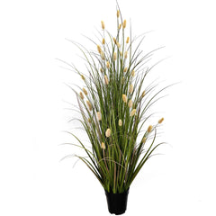 Lush 48" Artificial Grass Bush with Lifelike Buds - Faux Greenery for Indoor/Outdoor Decor, Ideal for Home and Garden - Larksilk