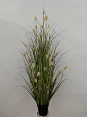 Lush 48" Artificial Grass Bush with Lifelike Buds - Faux Greenery for Indoor/Outdoor Decor, Ideal for Home and Garden - Larksilk