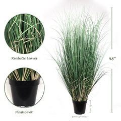 4-Foot Lifelike Curly Grass Plant - Elegant Artificial Greenery in Decorative Pot, Ideal for Indoor Home Decor - Larksilk