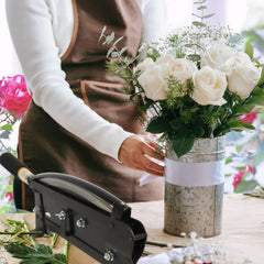 Fresh Flower Stem Cutter with Gloves - 14-Inch Heavy-Duty Blade, Table-Mountable Floral Tool with Safety Latch - Professional-Grade Cutter for Florists, Gardening, and Flower Arrangements - Larksilk