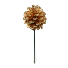 2.5" Gold Glitter Pine Cone Pick 2024 Christmas Collection - Larksilk