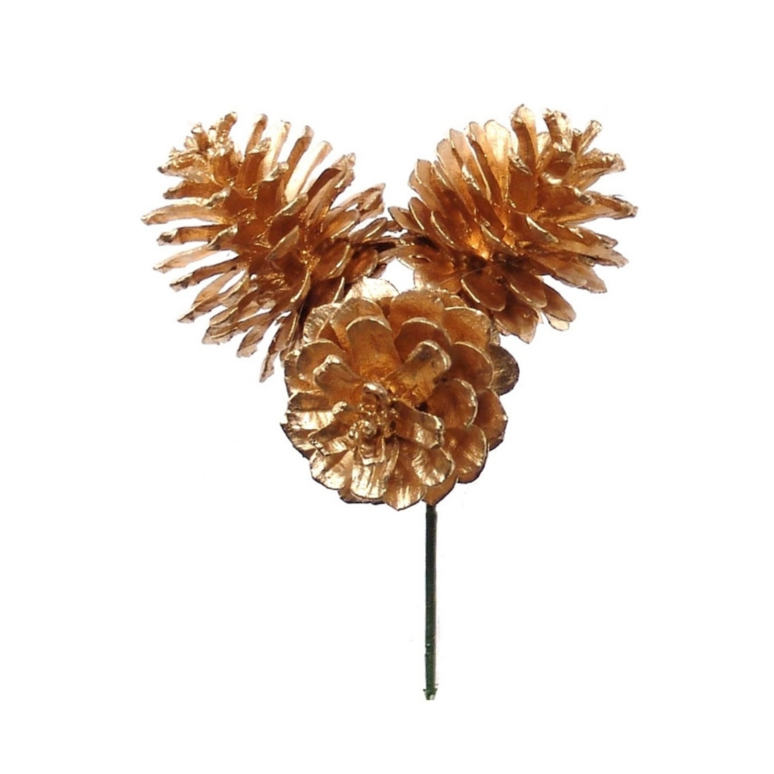 1.5" Gold Pine Cone Pick - x3 Cones 2024 Christmas Collection - Larksilk