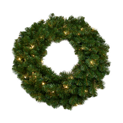 20" Northern Spruce Wreath with 180 Green Tips - 50 LED Lights 2024 Christmas Collection - Larksilk