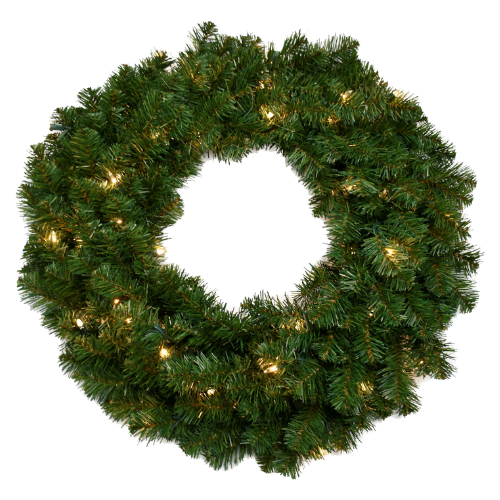 24" Northern Spruce Christmas Wreath with 200 Green Tips - 50 LED Lights 2024 Christmas Collection - Larksilk