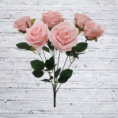 Rose Bush with 7 Silk Flowers - 16"