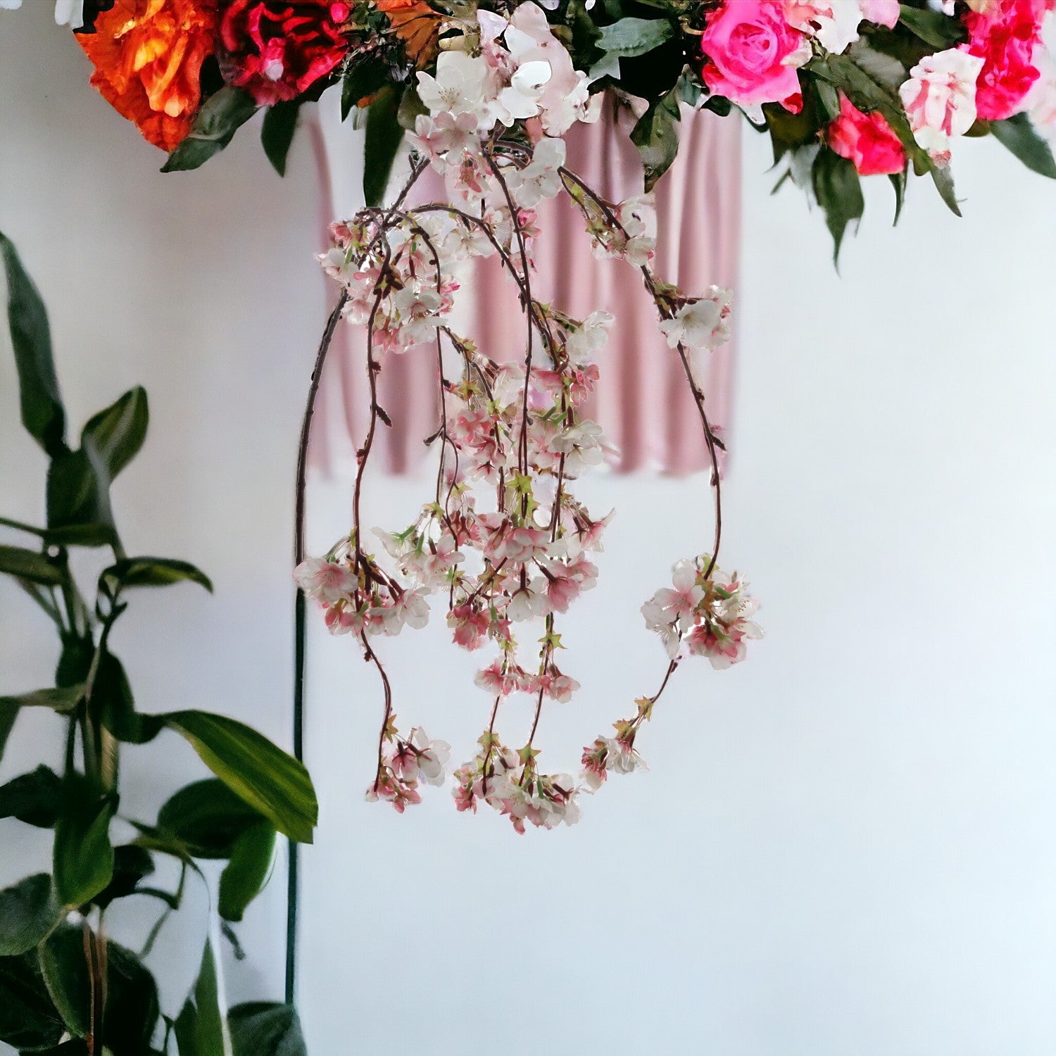 Hanging Cherry Blossom Branch Spray - 60" - Larksilk
