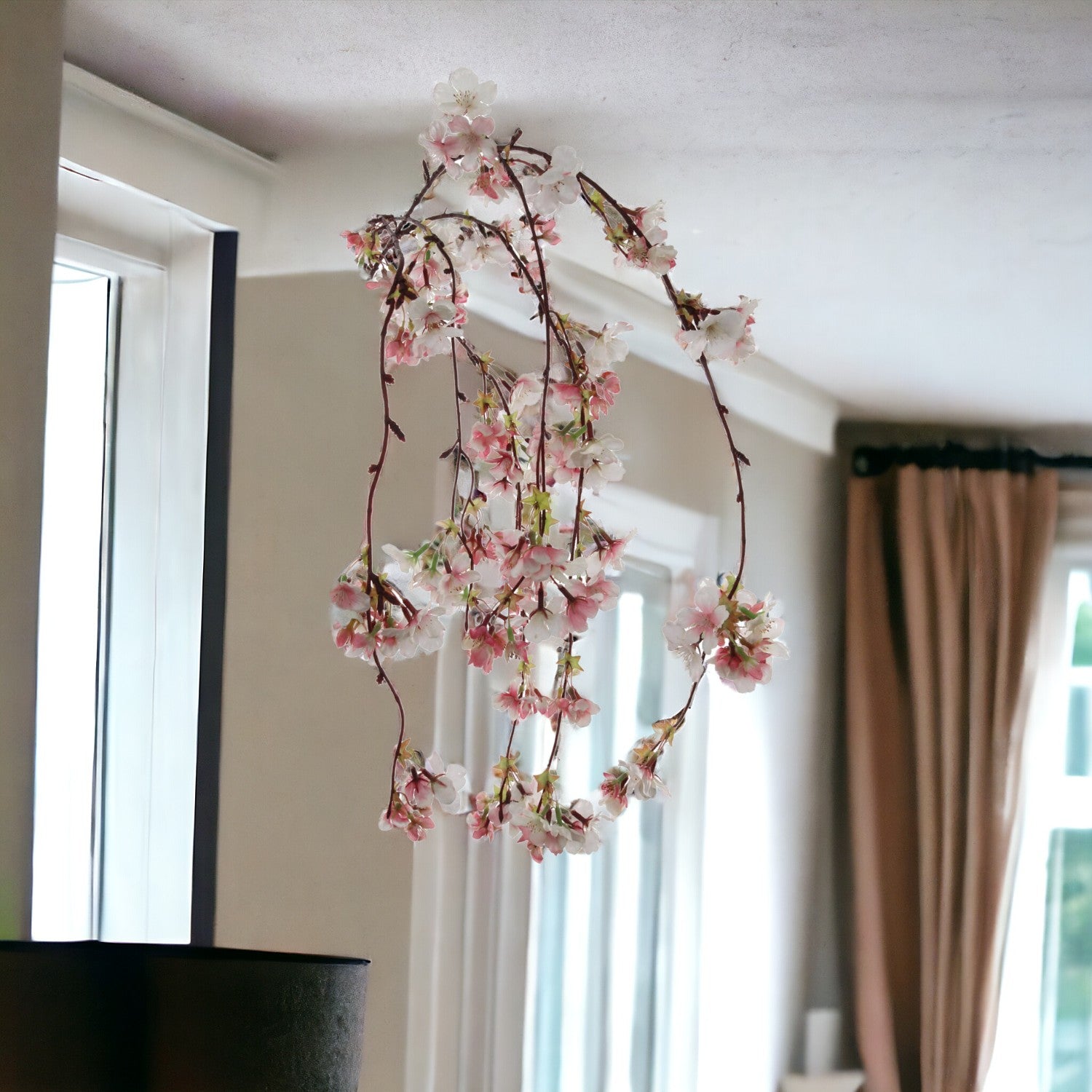 Hanging Cherry Blossom Branch Spray - 60" - Larksilk