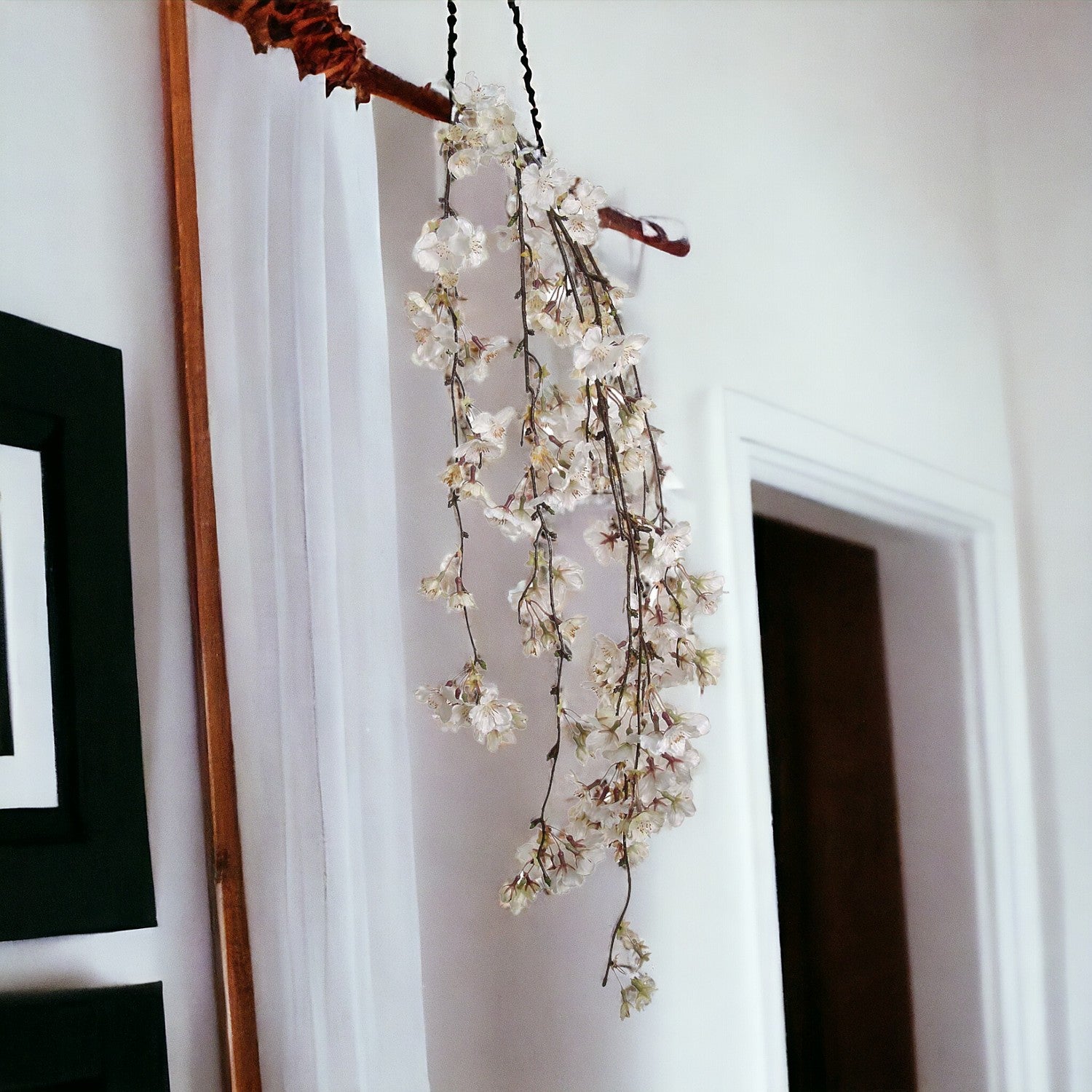 Hanging Cherry Blossom Branch Spray - 60" - Larksilk
