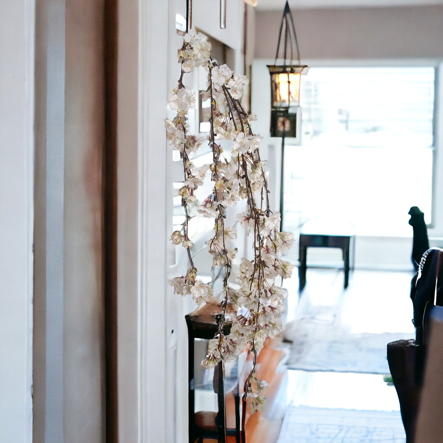 Hanging Cherry Blossom Branch Spray - 60" - Larksilk