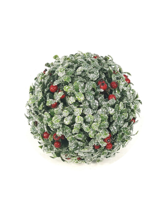 7" Glitter Bowood Ball with Red Berries