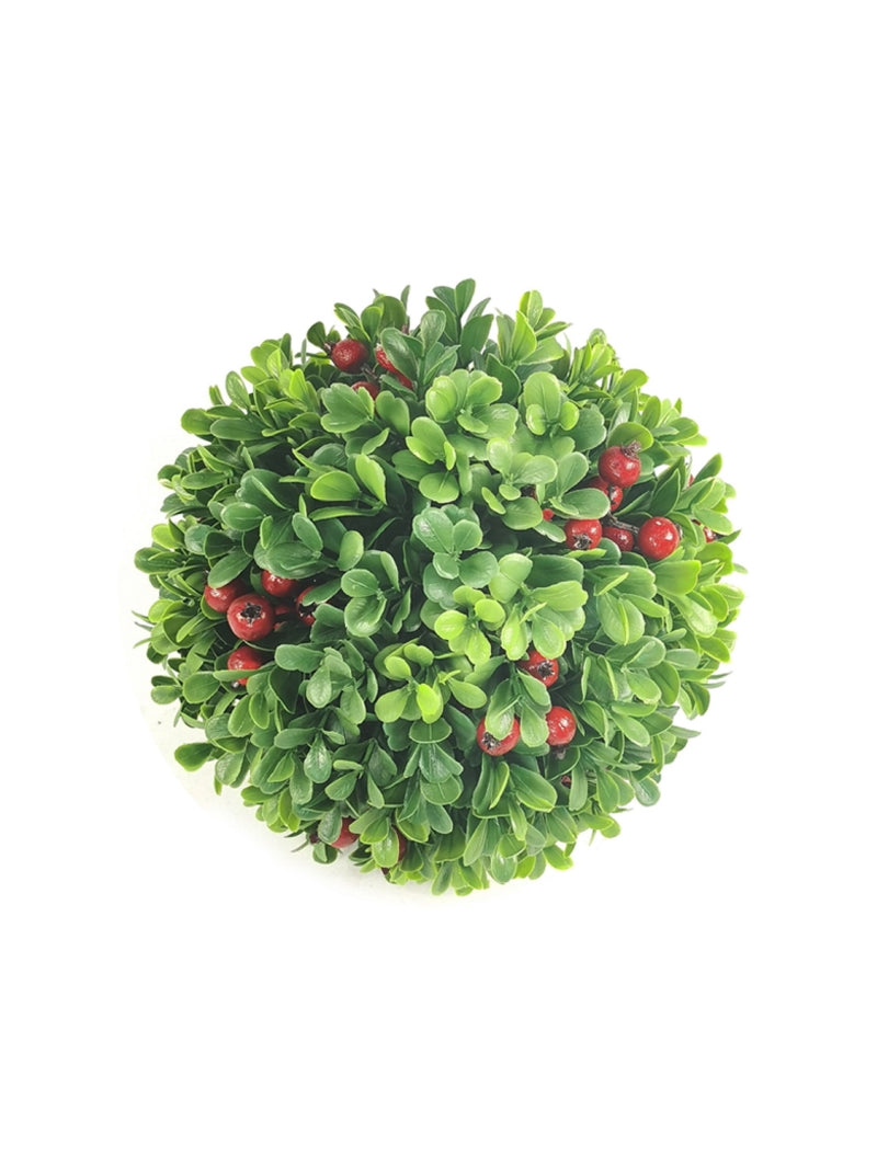 7" Boxwood Ball with Red Berries 2024 Christmas Collection - Larksilk