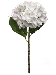 17.75" Artificial Hydrangea Stem with 8" White Bloom – Realistic Faux Flower for Home, Wedding, and Event Décor - Larksilk