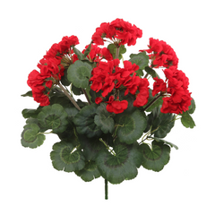 Geranium Bush w/ 7 Silk Blooms - 18" - Larksilk