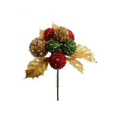 Glitter Holly Crackle Ball Pick 2024 Christmas Collection - Larksilk