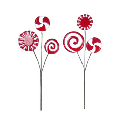 17" Assorted Peppermint Lollipop Spray 2024 Christmas Collection - Larksilk