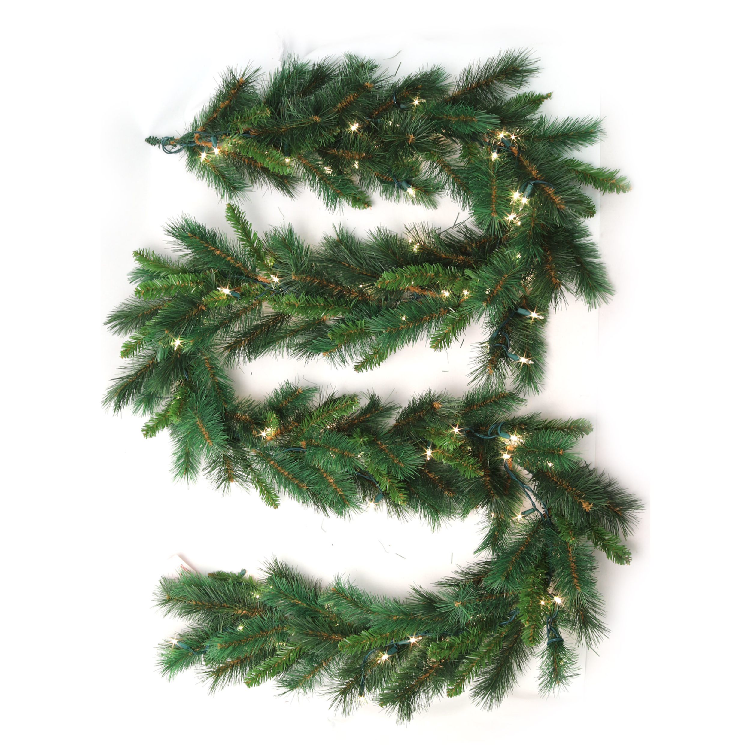 Majestic Pine Garland with 160 Green Tips - 100 LED Lights - 9'x12" 2024 Christmas Collection - Larksilk