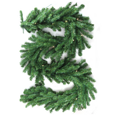 Northern Spruce Garland with 280 Green Tips - 50 LED Lights - 9'x14" 2024 Christmas Collection - Larksilk