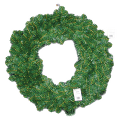 30" Northern Spruce Christmas Wreath with 300 Green Tips - 50 LED Lights 2024 Christmas Collection - Larksilk