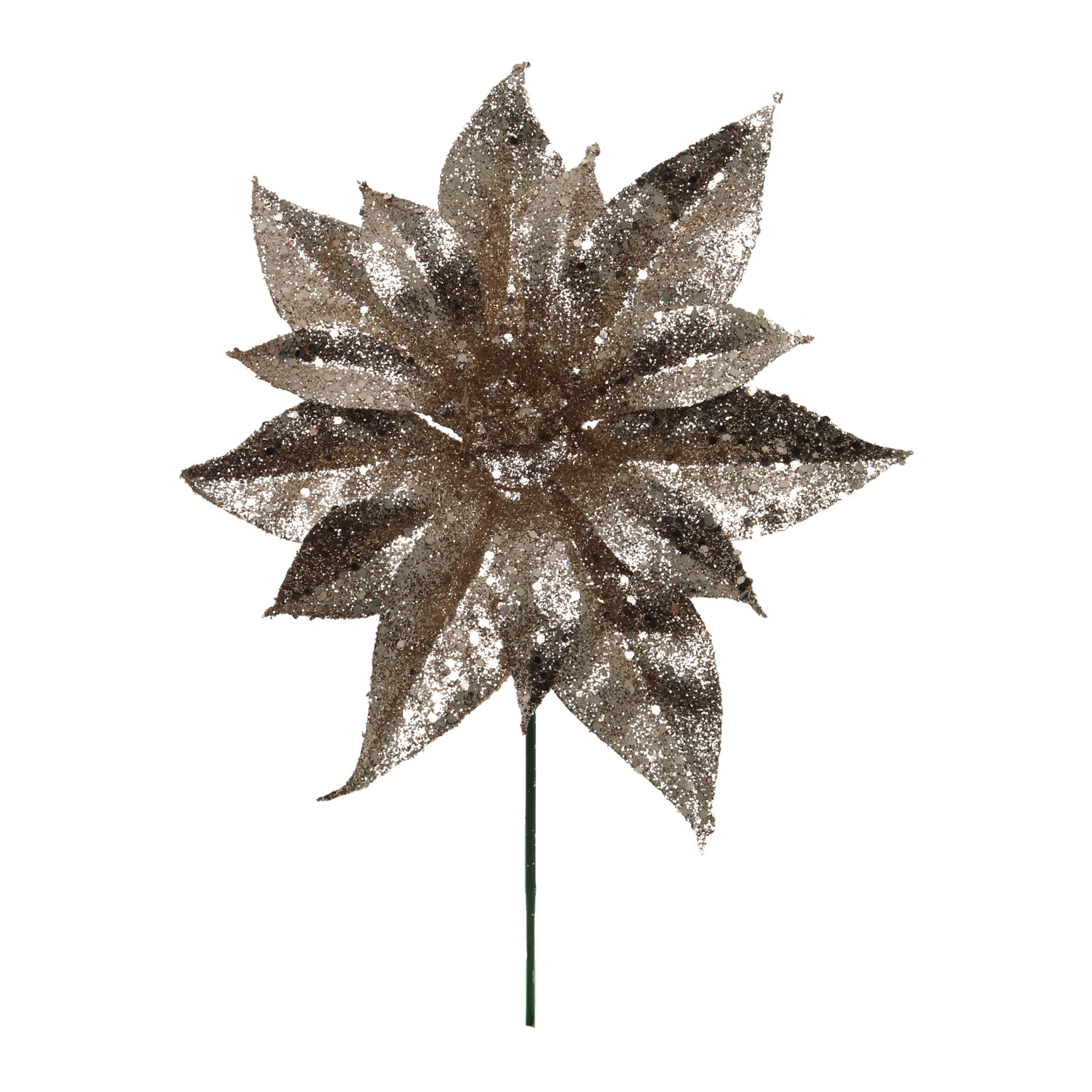 7" Glitter Poinsettia Flower Pick 2024 Christmas Collection - Larksilk