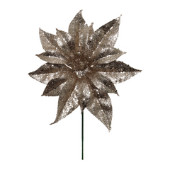 7" Glitter Poinsettia Flower Pick 2024 Christmas Collection - Larksilk