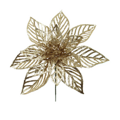 8.5" Glitter Poinsettia Flower Pick 2024 Christmas Collection - Larksilk
