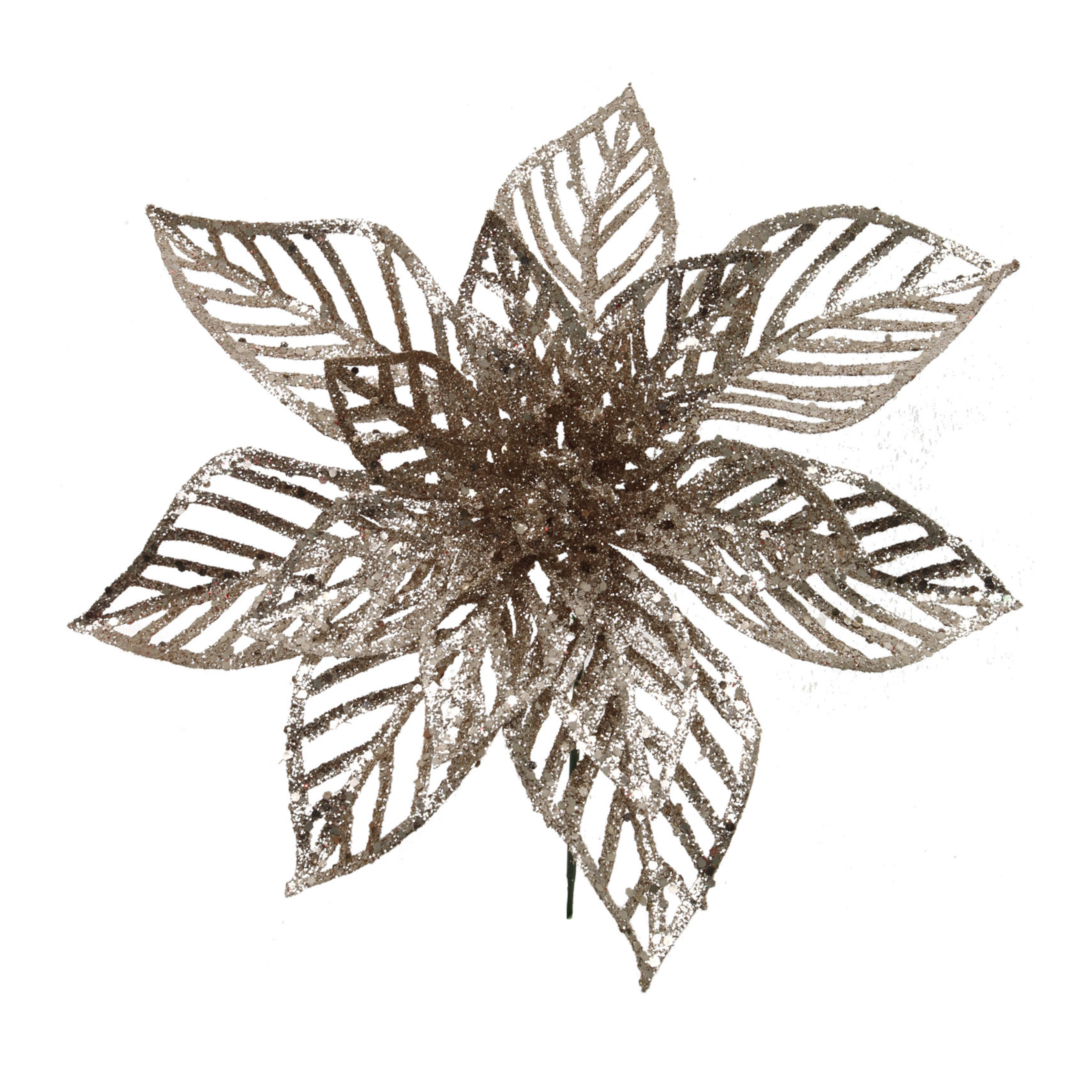 8.5" Glitter Poinsettia Flower Pick 2024 Christmas Collection - Larksilk
