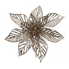 8.5" Glitter Poinsettia Flower Pick 2024 Christmas Collection - Larksilk