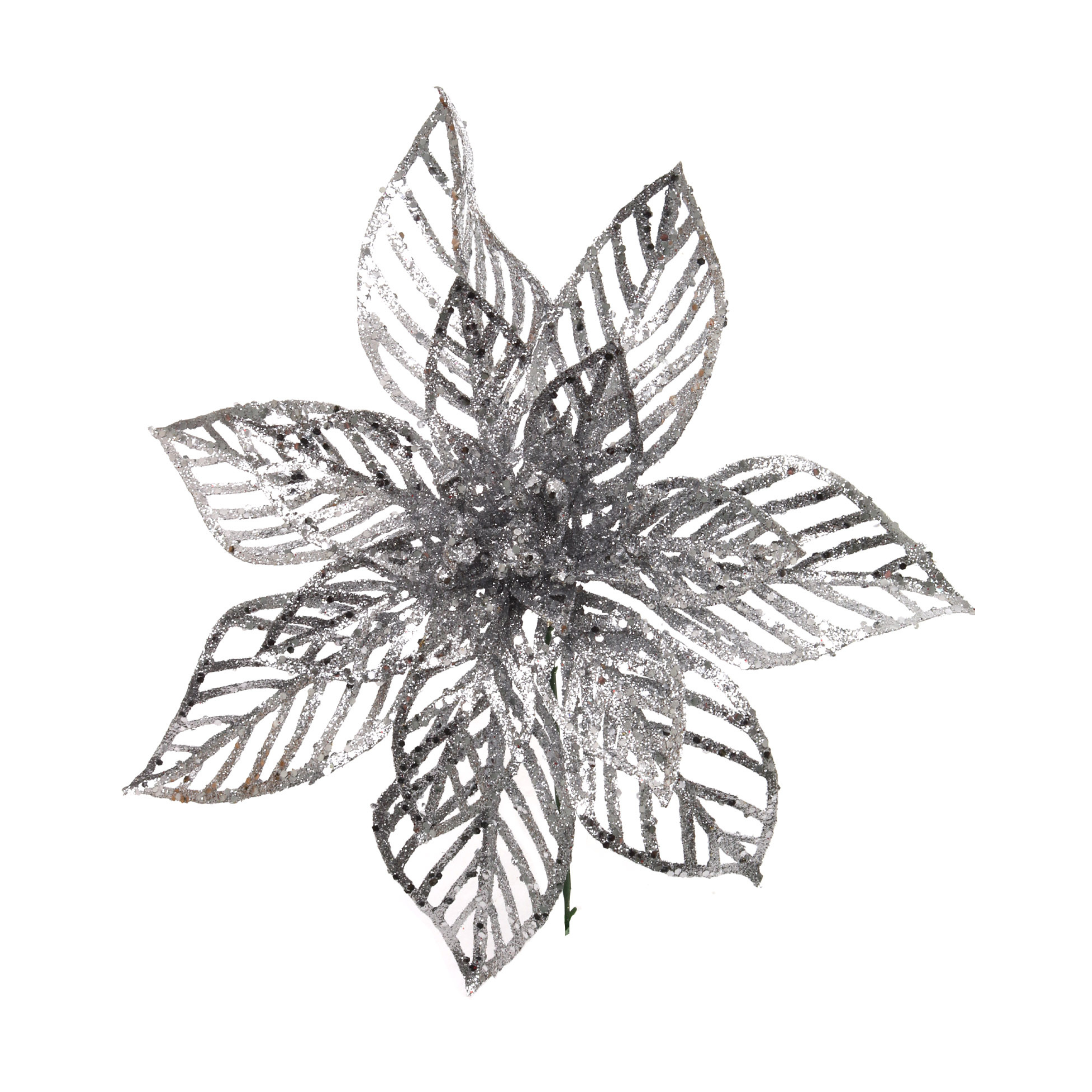 8.5" Glitter Poinsettia Flower Pick 2024 Christmas Collection - Larksilk