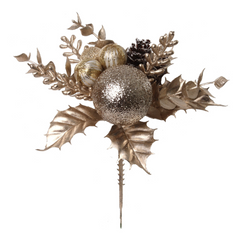 Wheat Pick with Pine Cones & Ornament Balls 2024 Christmas Collection - Larksilk